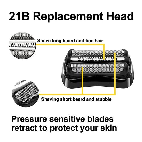 Braun 21B Series 3 Electric Shaver Replacement Head - Compatible Foil for 3010s, 3040s, 5409