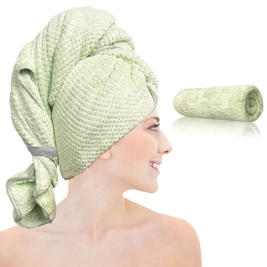 Chloven Large Microfiber Hair Towel Wrap for Women - Ultra Absorbent & Anti-Frizz Hair Drying Towel - Quick-Dry Hair Turbans Wrap Towels for Women Curly Hair - Multipurpose Bath Towel Alternative