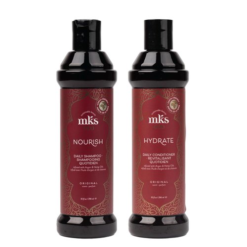 MKS Eco Nourish Shampoo & Hydrate Conditioner Set - Moroccan Argan Oil & Hemp Seed Oil | Vegan, 10 fl oz Each