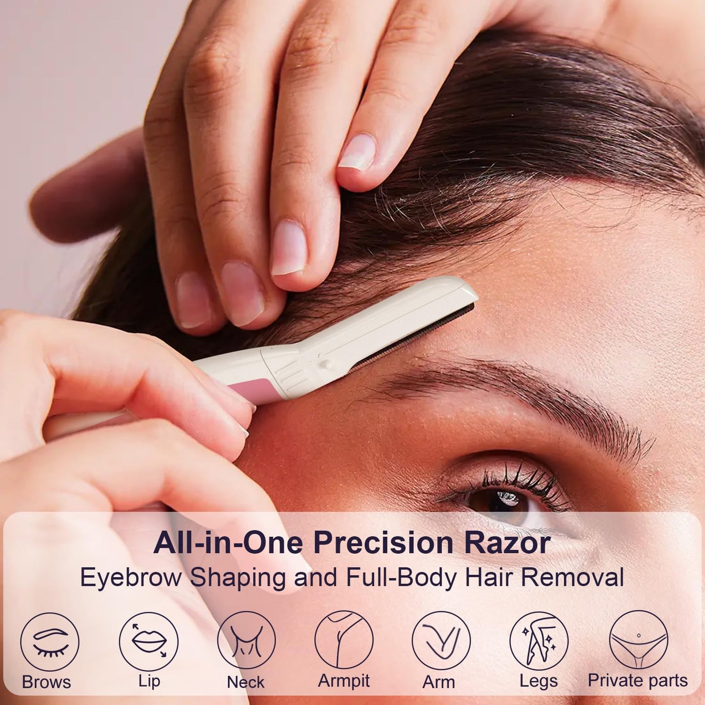 Skiennix Dermaplane Razor Set - 9-Piece Eyebrow & Face Razors for Women | Travel Essentials in Pearl Blush