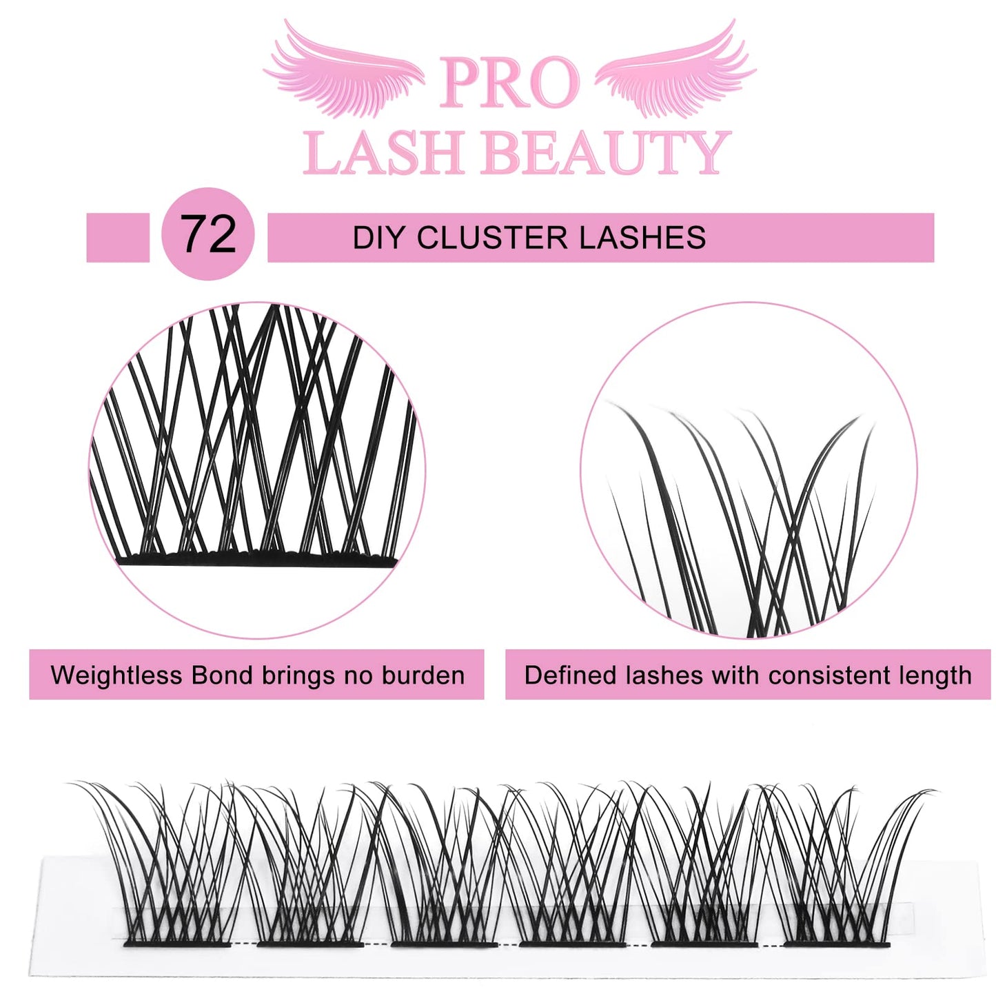 Cluster Lashes, 72 Pcs Individual Lashes, Lash Clusters DIY Eyelash Extension, Natural Lashes Super Thin Band Reusable Soft & Comfortable(Natural, D-16mm)