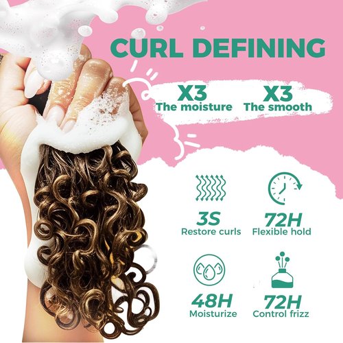 Immetee Curly Hair Mousse - Coconut Oil & Silk Protein for Frizz Control | Extra Moisture Lock, 200ml