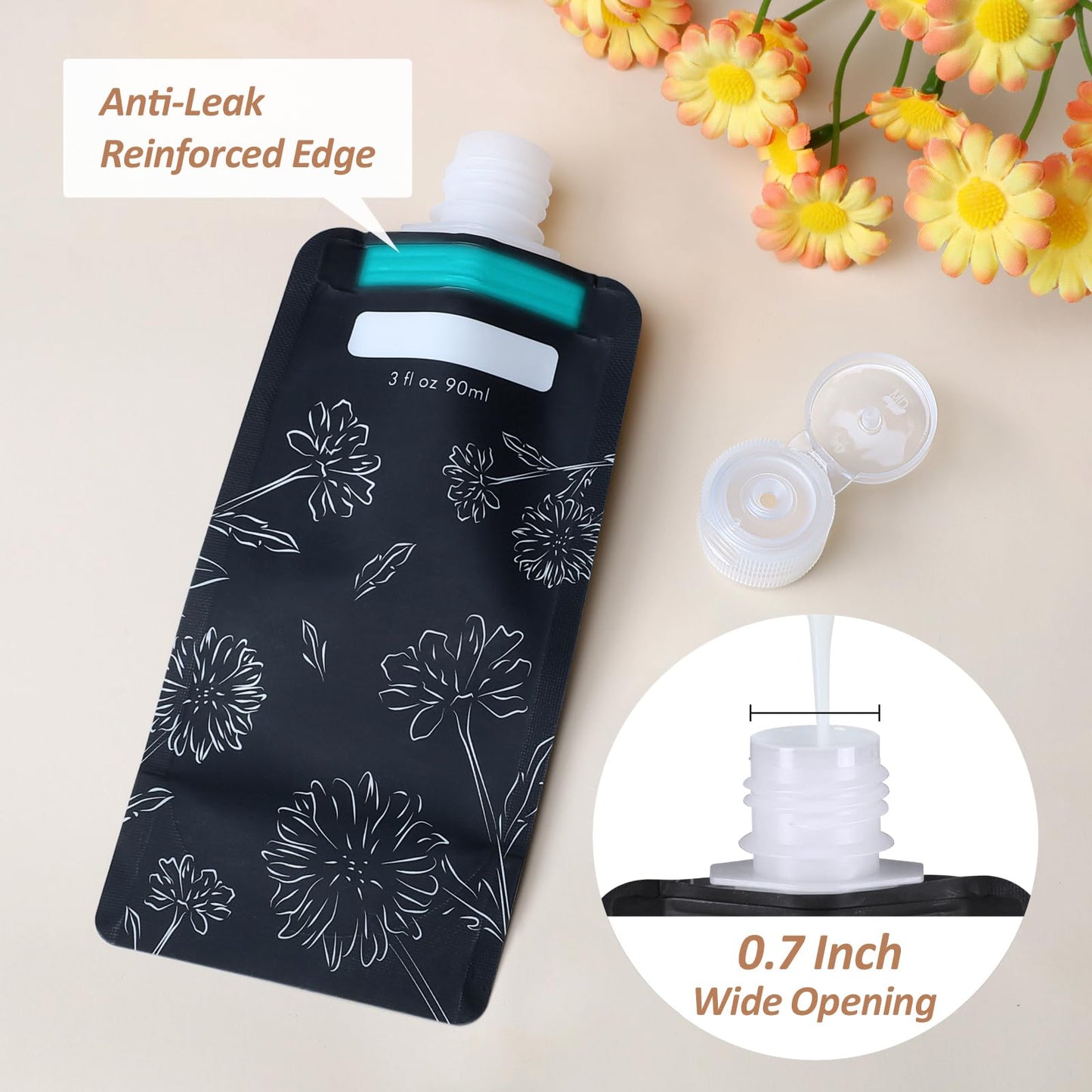 PACKISM Travel Containers for Liquids - 12 Pack Leak Proof 3oz TSA Approved Liquid Travel Pouches, Stand Up, Slim & Lightweight Design, Space Saving, Pack More Shampoo Conditioner Lotion Body Wash