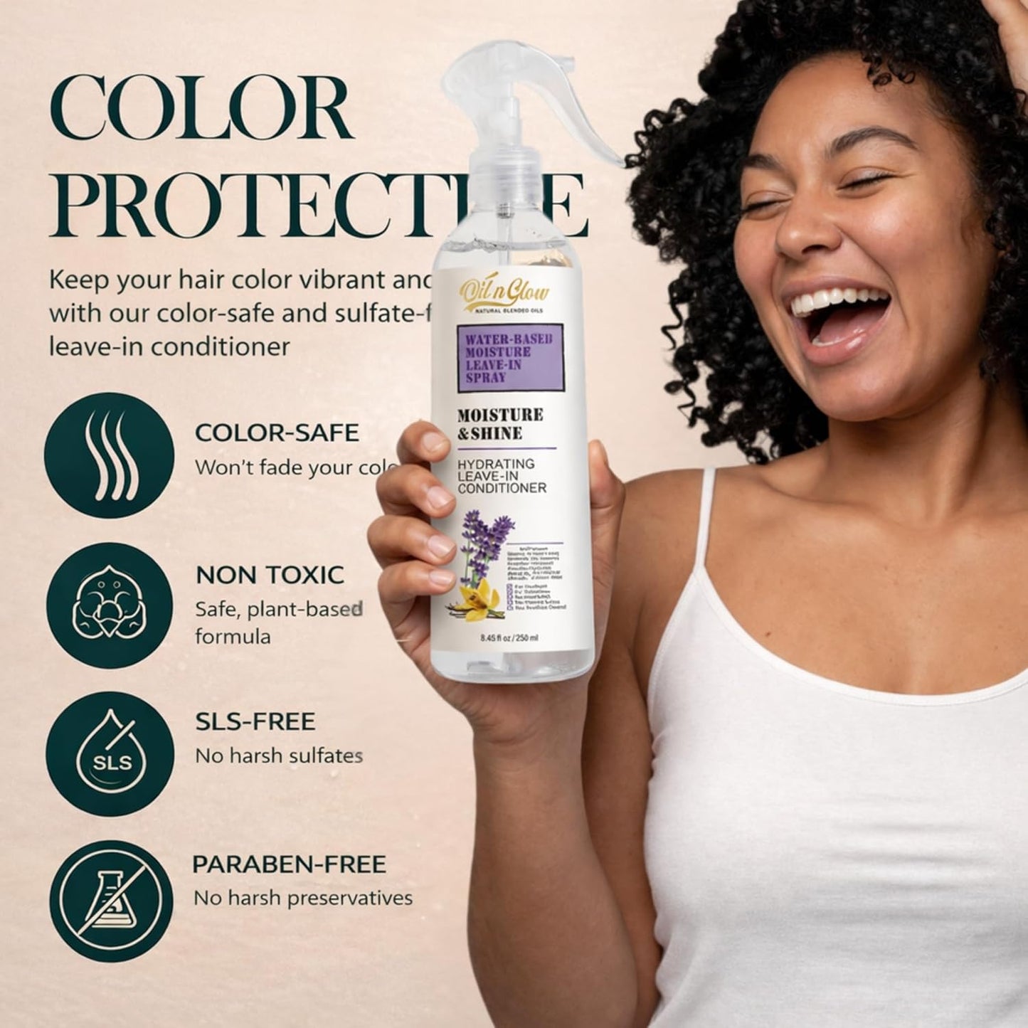 Skiennix Lightweight Leave-In Conditioner Spray - Rosemary & Castor Oil for Type 2-4 Hair | 8.45 Fl. Oz