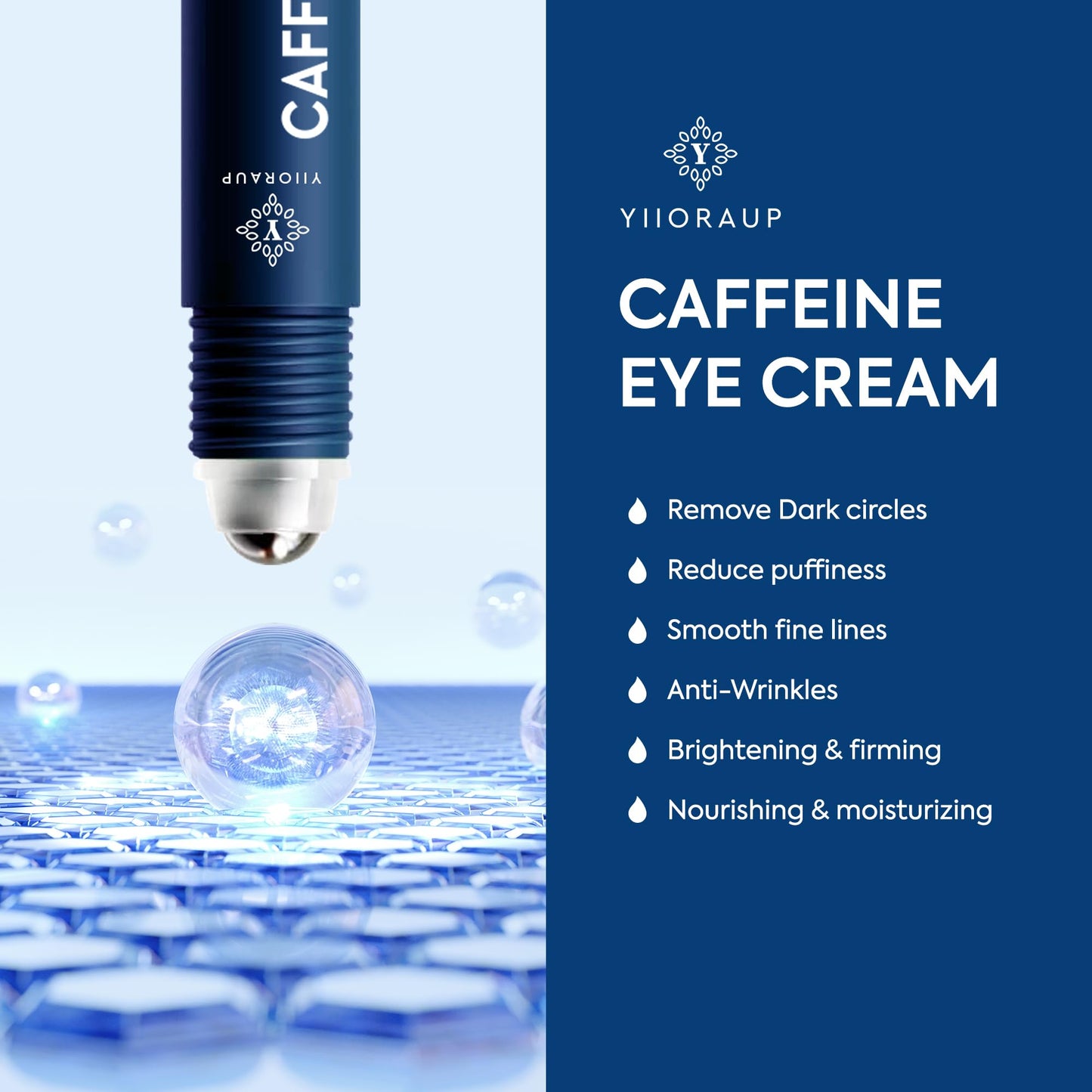 Eye Bags Treatment for Men: Eye Roller for Puffy Eyes and Under Eye Puffiness Reducer – Caffeine Eye Cream for Dark Circles and Wrinkles