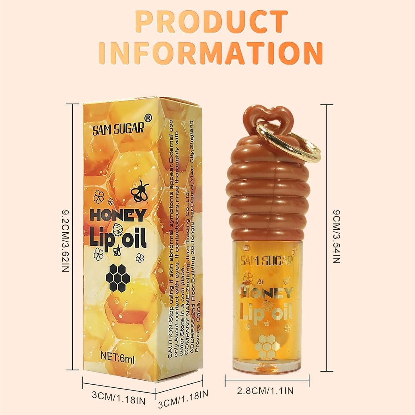 Skiennix Honey Lip Oil - Long-Lasting Moisturizing Gloss for Dry Lips | Transparent, Non-Sticky Balm