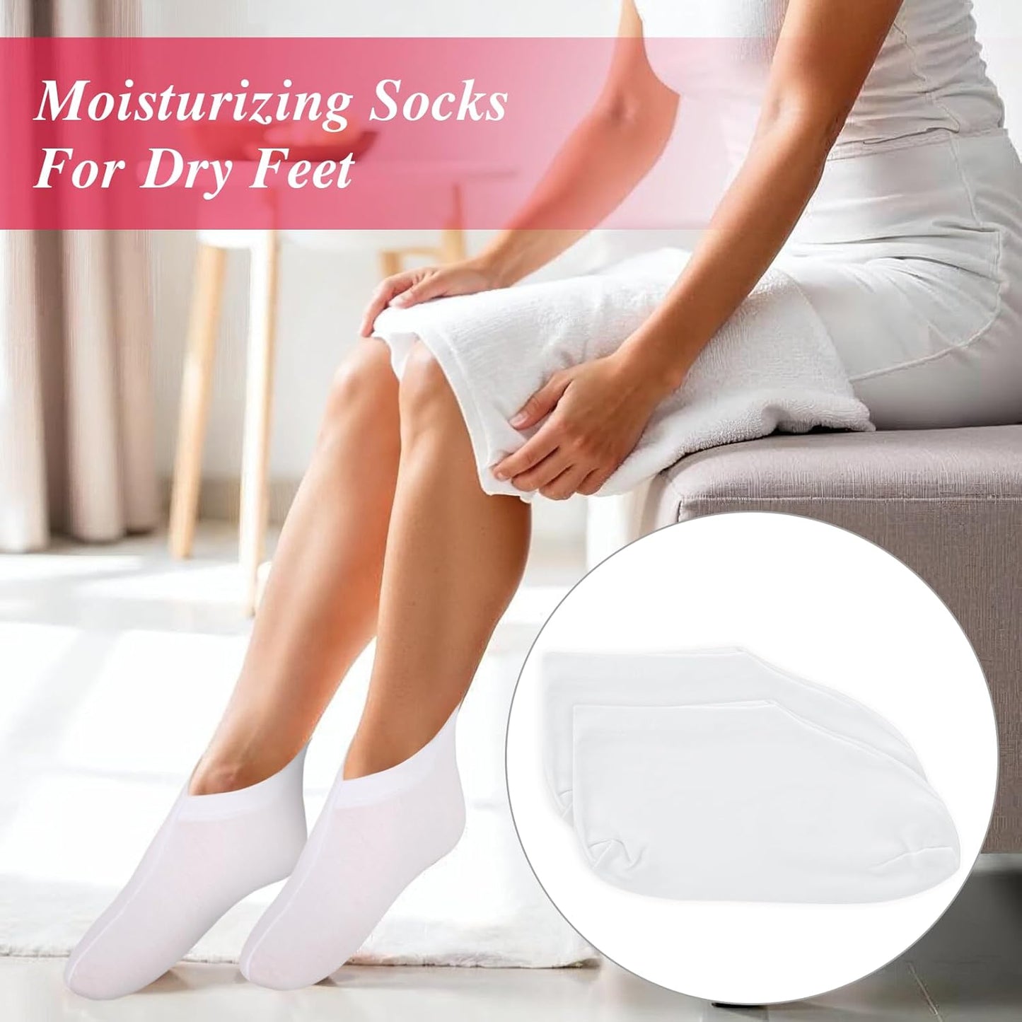 Skiennix Reusable Cotton Spa Socks - Hydrating Foot Mask Sleeves for Dry, Cracked Feet | 10-Pack