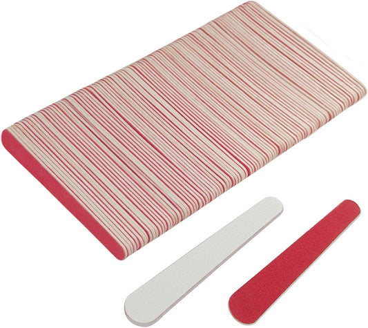 Skiennix Mini Nail Files - 100 Pack Double-Sided Wooden Emery Boards for Professional Manicure & Pedicure