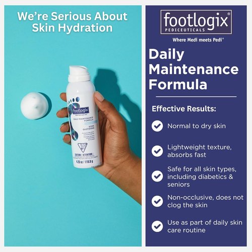 Footlogix Daily Maintenance Formula - Nourishing Foot Moisturizer Mousse for Dry Skin | 4.23oz