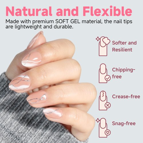 UNA GELLA Extra Short Almond Nail Tips 12 Sizes Short Almond Gel Nail Tips 120Pcs Soft Gel Clear Full Cover Nails Tips Acrylic False Nails Press On Nails for Extensions DIY Salon