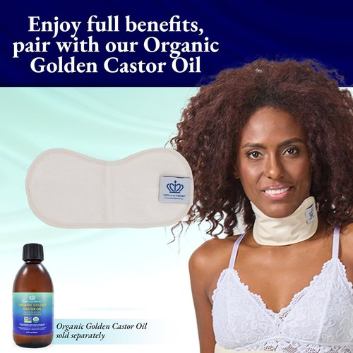 QUEEN OF THE THRONES Castor Oil Pack for Thyroid - Heatless, Less-Mess, Reusable - Organic Cotton Flannel, Comfort Fit, Soft Straps & Naturopathic Doctor Designed