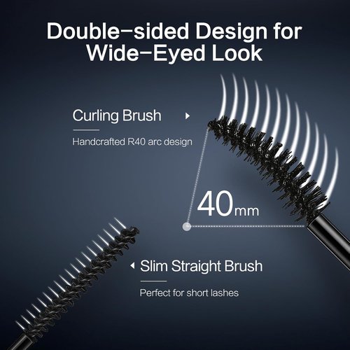 CARSLAN Double Extension Curling Mascara - Dual Brush Design for Length & Volume, Black, 0.18 Fl Oz