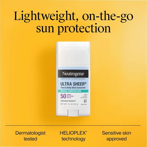 Neutrogena Ultra Sheer Dry Touch SPF 50 Sunscreen Stick - Zinc Oxide, No White Residue, 1.5 oz