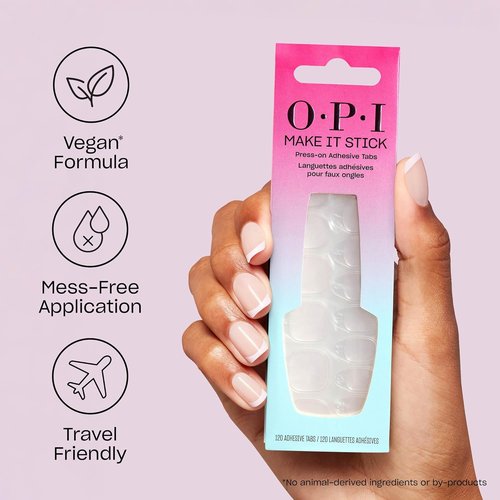 OPI Make It Stick - Nail Adhesive Glue & Press-On Tabs, 120 Count | Vegan, Fast-Drying, Mess-Free Application