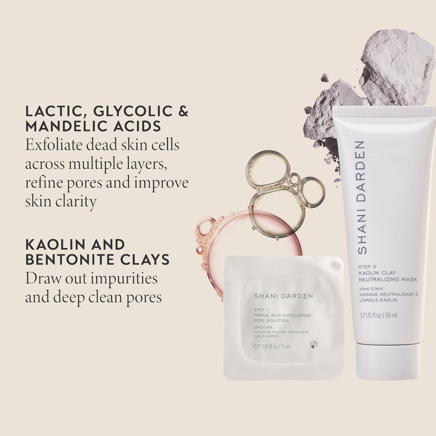 SHANI DARDEN SKIN CARE Triple Acid Peel - 2-Step Exfoliating Treatment with Mandelic, Lactic & Glycolic Acids | Includes Neutralizing Mask & Brush (0.5 fl oz)