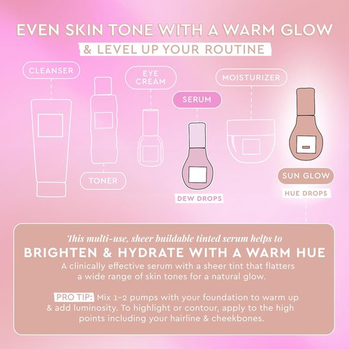 Glow Recipe Hue Drops - Tinted Face Serum & Bronzing Drops with Niacinamide | Radiant Warm Glow (40ml)