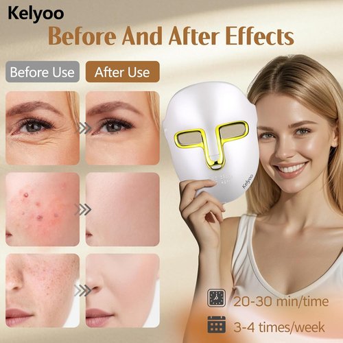 HSA FSA Red Light Therapy for Face Mask – LED Face Mask Light Therapy with Red Blue LED and Infrared Light, Anti-Aging, Blemish Repair Treatment