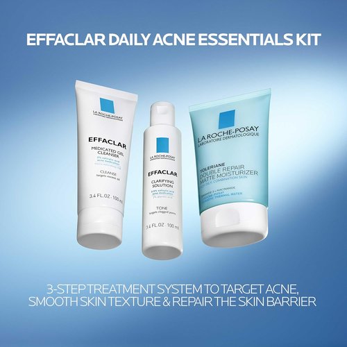 Effaclar Daily Acne Essentials Kit - Salicylic Acid Cleanser & Pore Refining Toner | 2-Month Supply for Oily Skin