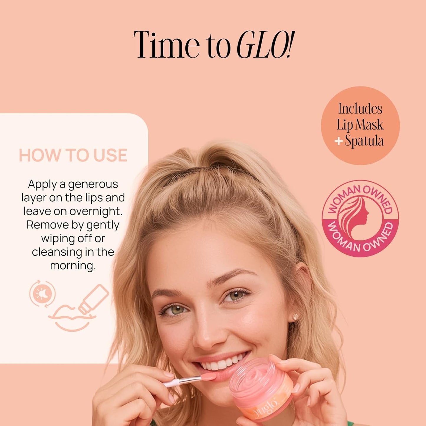 YUGLO Lip Sleeping Mask Peach - Hydrating Overnight Lip Moisturizer & Plumping Gloss Balm