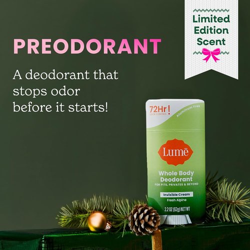 Lume Whole Body Deodorant - Invisible Cream Stick for 72-Hour Odor Control - Aluminum & Baking Soda Free - 2.2 Oz (Pack of 2) | Fresh Alpine