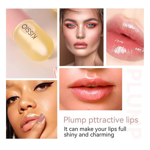 KISSIO Lip Plumper - Natural Hydrating Gloss for Fuller Lips | Moisturizing 5.5ml Formula