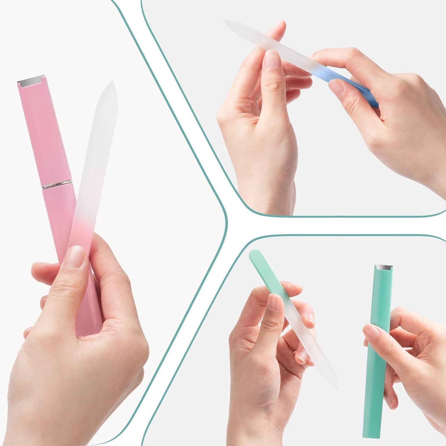 Skiennix Glass Nail File Set - 3 Pack Crystal Fingernail Files with Case | Perfect Christmas Gifts for Women