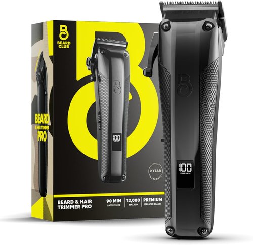 Beard Club Pro Beard Trimmer for Men - High-Power Cordless Hair Trimmer with 10 Guides & Taper Lever