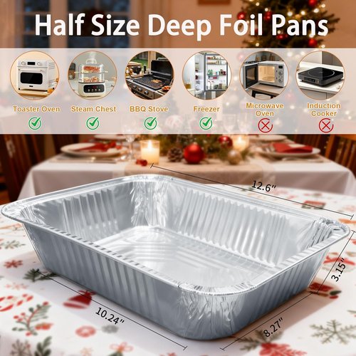 Aluminum Foil Pans 9x13 - 40 Pack Disposable Deep Steam Table Pans for Baking, Roasting & Food Storage