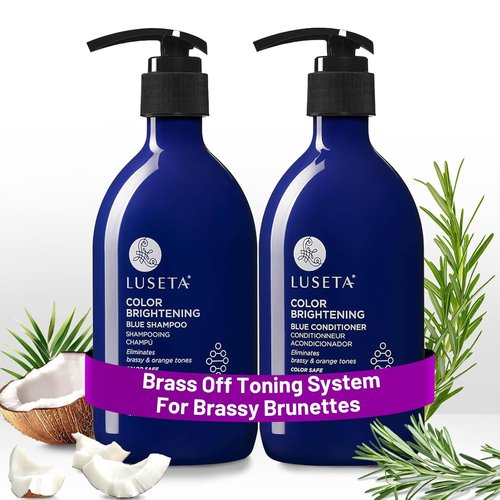 Luseta Blue Shampoo & Conditioner Set - Revitalize Brassy Brunette Hair | 2x 16.9oz