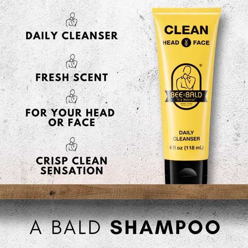 Bee Bald CLEAN Daily Head & Face Cleanser - Refreshing Bald Head Care for Men & Women | 4 fl Oz
