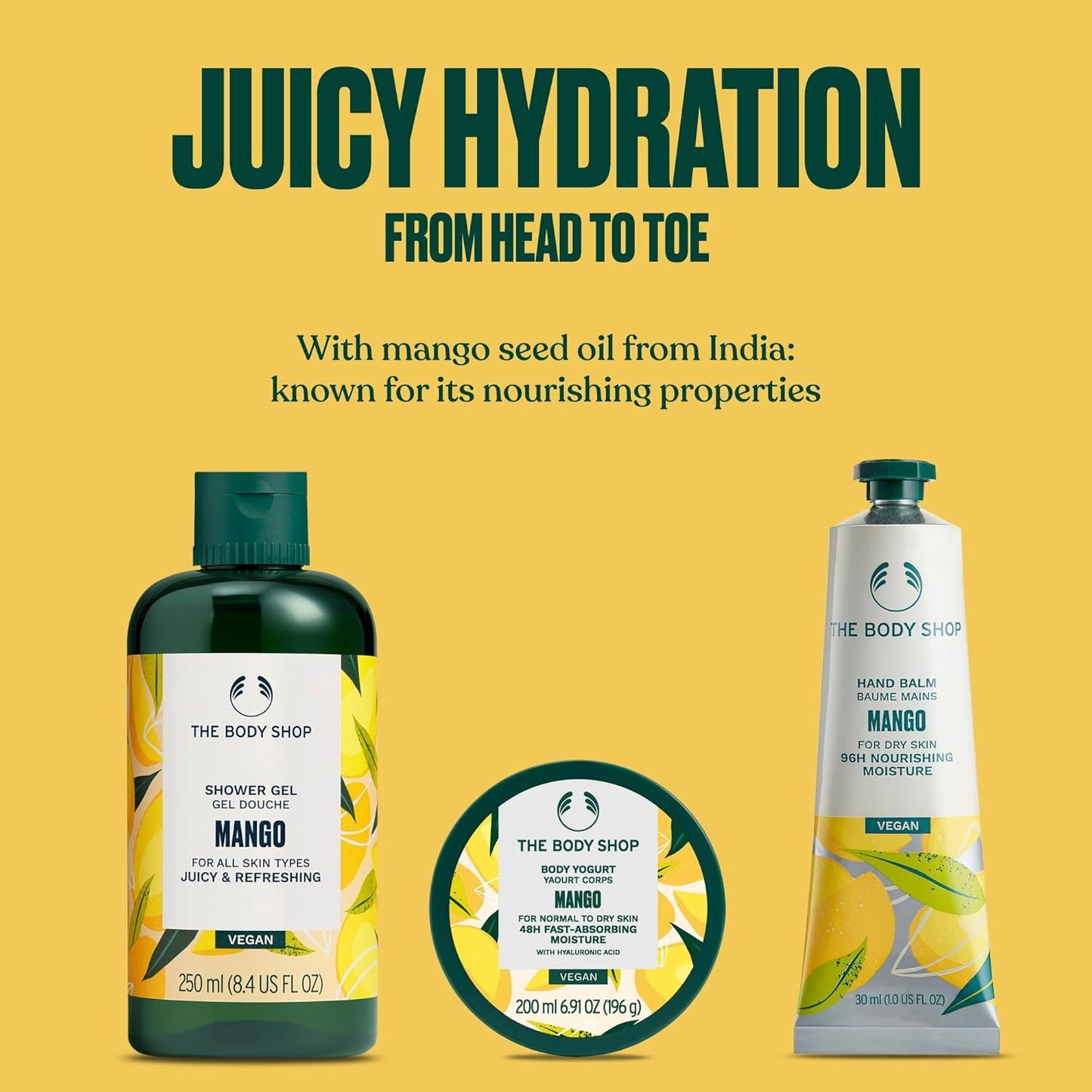 The Body Shop Mango Gift Set | 3-Piece Vegan Collection with Shower Gel, Body Yogurt & Hand Balm
