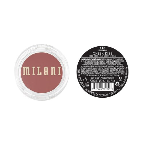Milani Blush Makeup - Cheek Kiss Cream Blush & Lip Tint, Hydrating Dewy Color - Nude Kiss