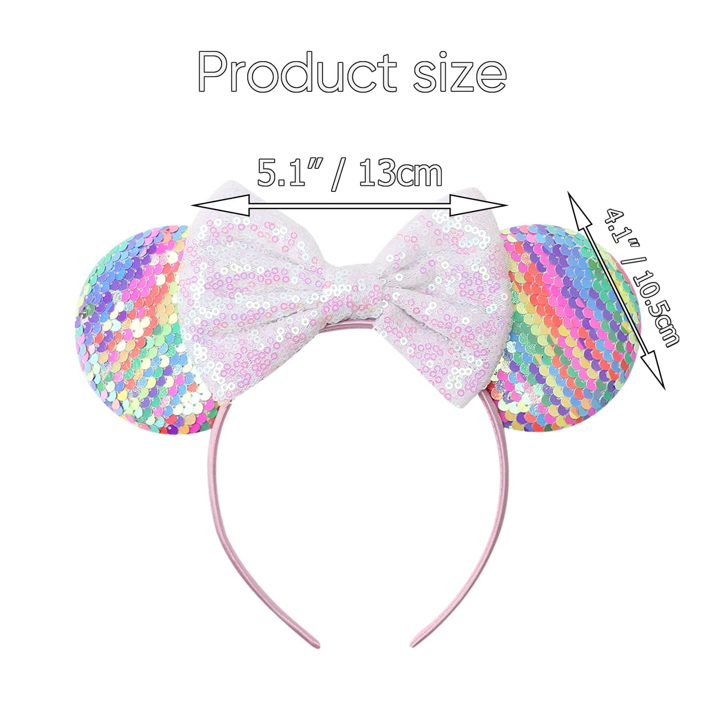 AQOKKA 1 Pcs Mouse Ears Headbands with Bow for Birthday Party, Hair Hoop Party Decoration Cosplay Costume Hair Accessories for Women & Girls