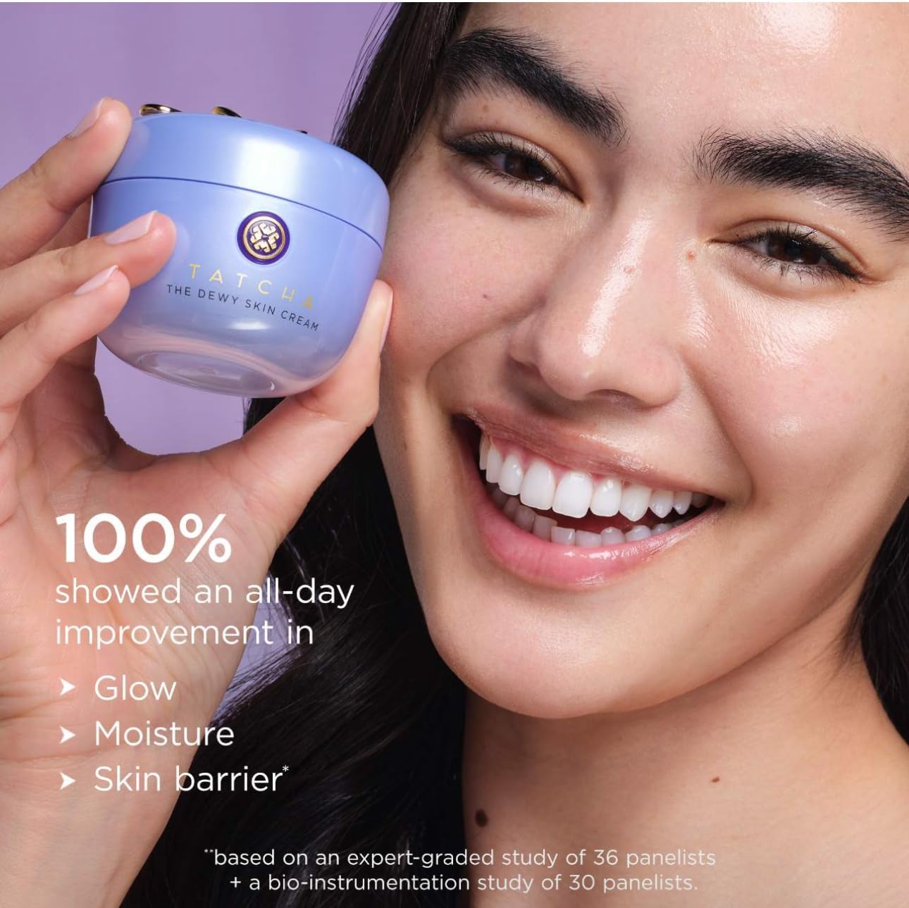 Tatcha Dewy Skin & Lips Hydrating Ritual Set - Travel Rice Wash & Full Size Cream | Wisteria Lip Mask