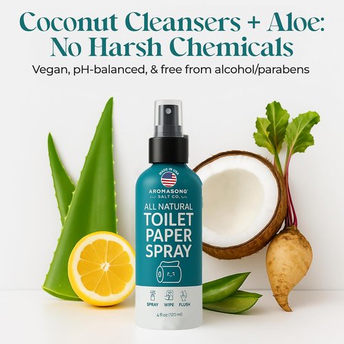 Aromasong 100% Natural Toilet Paper Spray - Flushable Wet Wipe Alternative | Septic Safe, 4 fl oz