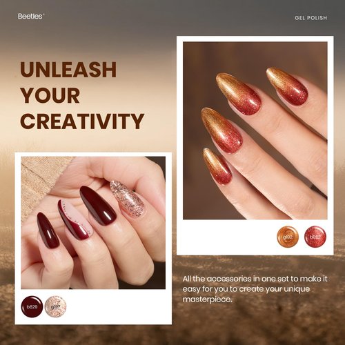 Beetles Gel Nail Polish Set - 20 Colors Warm Mist Gel Nail Kit Burgundy Brown Nude Gold Glitter Gray Shimmer Soak Off Base&Top Coat Uv Led Home DIY Salon Nail Art Gift Set for Women