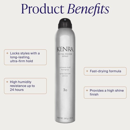 Kenra Ultra Freeze Spray 30 - Ultimate Hold Hairspray for All Hair Types | Fast-Drying, Humidity Resistant, Flake-Free Finish