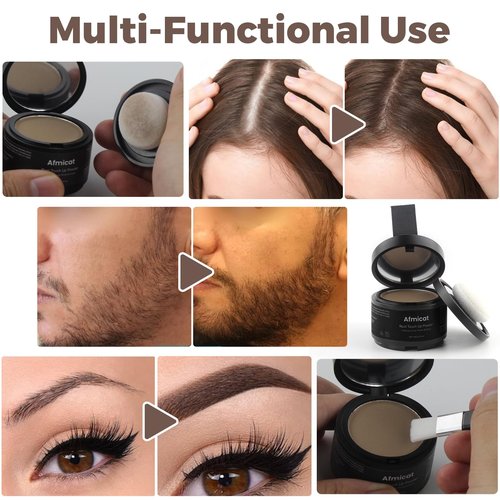 Instant Hairline Powder, Root Touch Up Hair Color for Gray Coverage and Thinning Hair, Root Cover Up Conceals Hair Loss & Bald Spots, Natural and Non-Greasy Hair Color for Women & Men, Brown