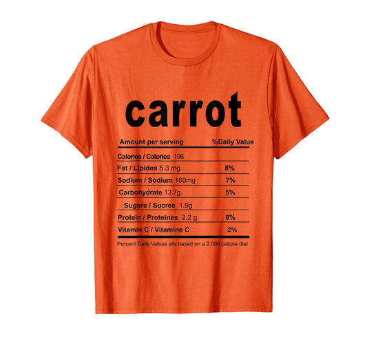 Carrot Costume Funny Christmas Food Nutrition Facts T-Shirt