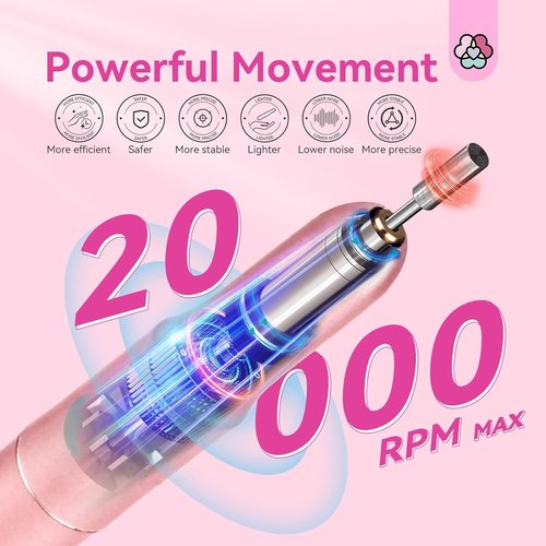 SAVILAND Electric Nail Drill - Professional Rose Efile Nail File with 6 Drill Bits | Portable for Home & Salon Use