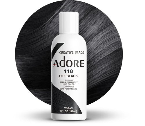 Adore Semi-Permanent Hair Color - Vegan & Cruelty-Free Off Black Dye | No Ammonia, 4 Fl Oz