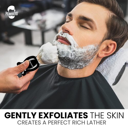 Perfecto 100% Pure Badger Shaving Brush - Black Handle for Ultimate Shaving Experience | Ideal for Safety, Double Edge, and Straight Razors