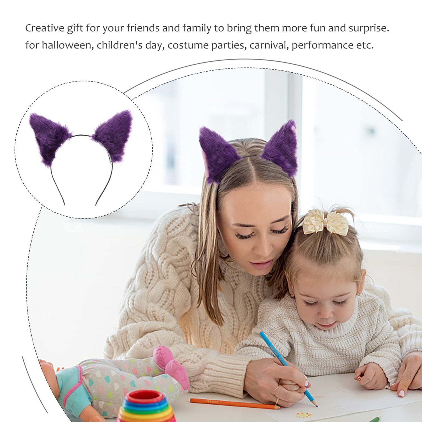 PartyKindom Cat Ears Headbands for Women Girls Hair Hoops Animal Ears Hair Accessories for Cosplay Costume and Party