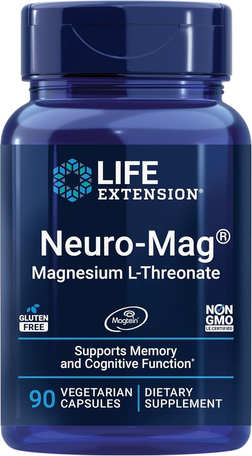 Life Extension Magnesium L-Threonate Supplements - Support Brain Health & Memory | Non-GMO, Gluten-Free, 60 & 90 Count