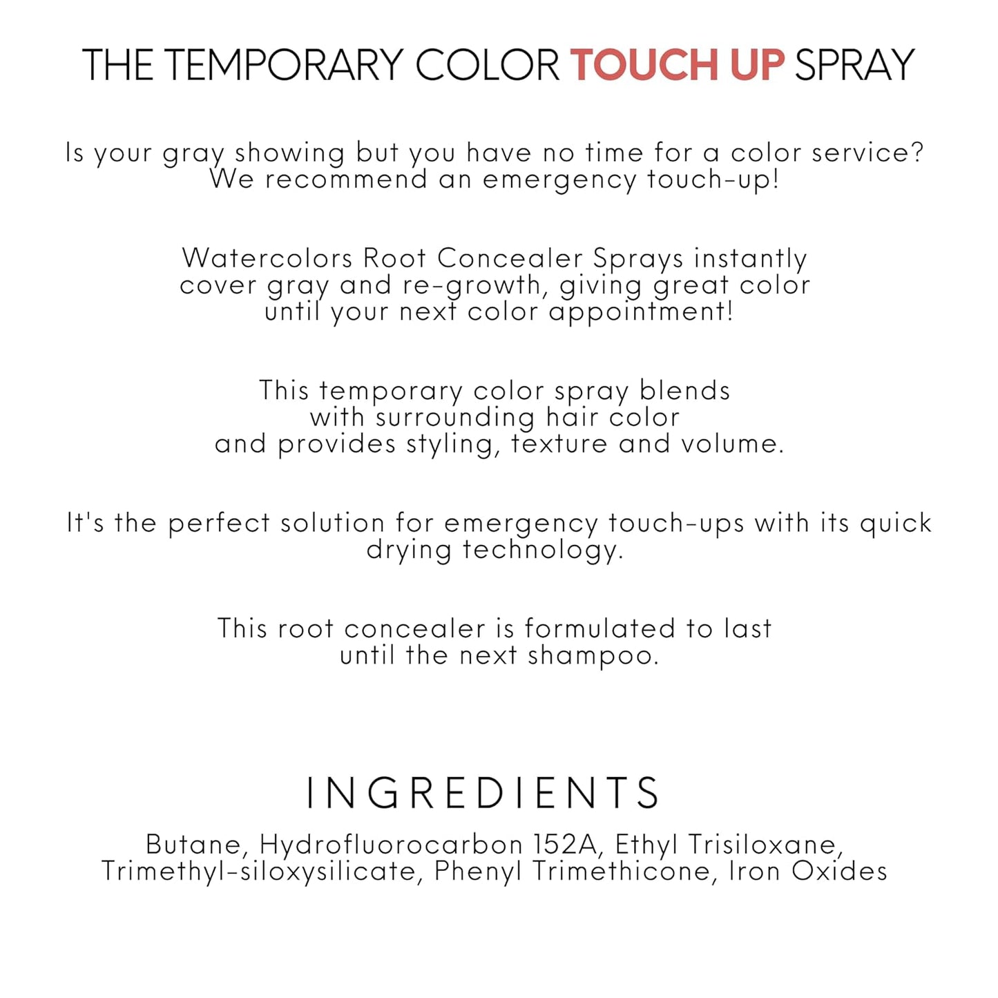Watercolors Root Concealer - Touch Up Spray for Gray Coverage & Volume | Platinum 2 oz