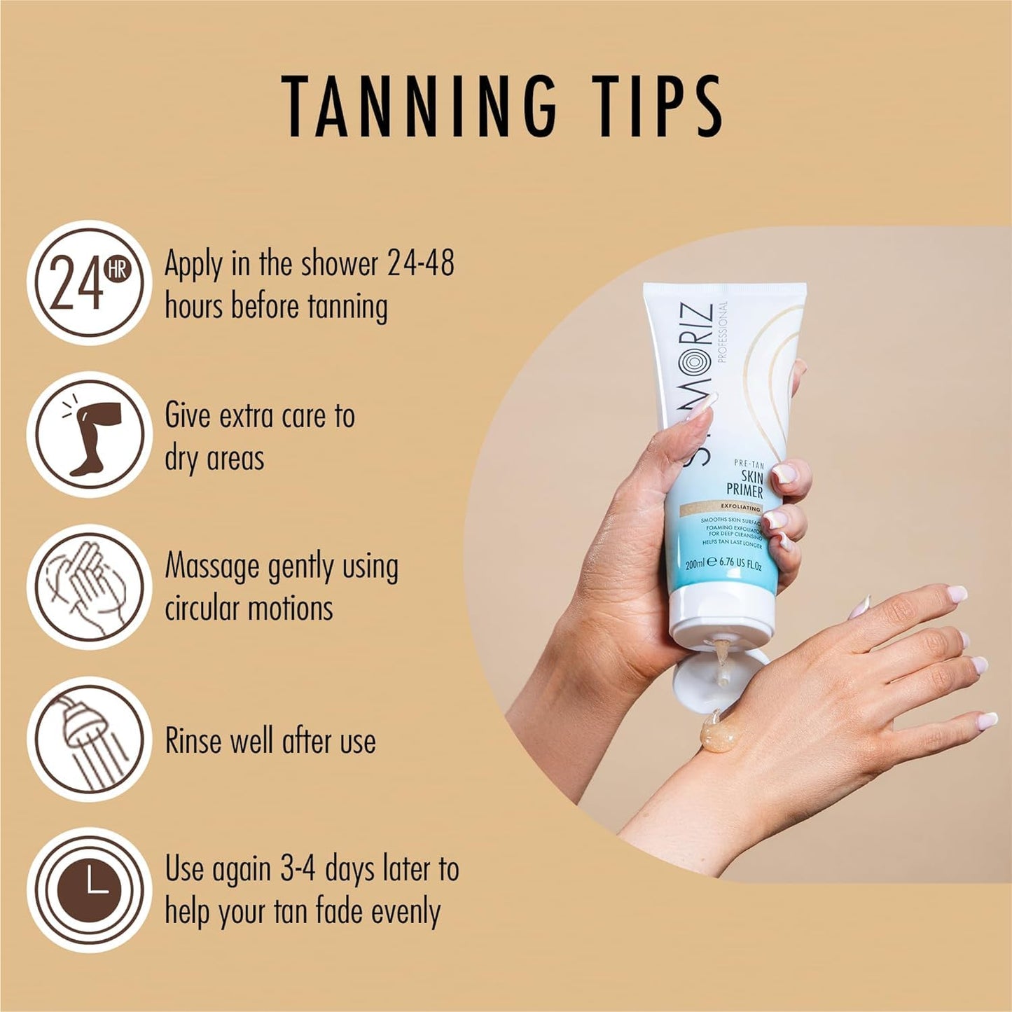 St Moriz Pre-Tan Skin Primer - Exfoliating Foaming Self Tanner Prep - Deep Cleansing 6.76 fl oz
