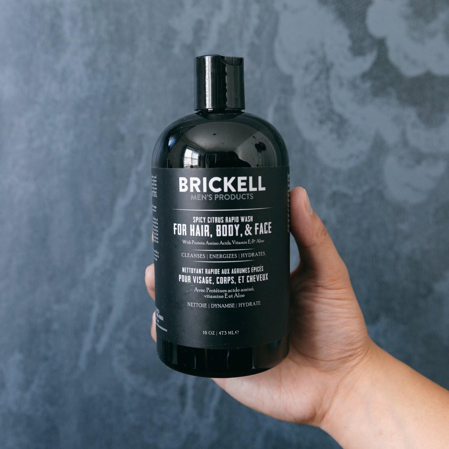 Brickell Men's 3-in-1 Body Wash Gel - Natural & Organic Spicy Citrus Scent, 16 Ounce