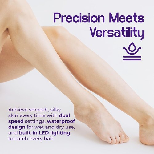 Pursonic 6-in-1 Epilator for Women - Wet & Dry Hair Removal Device with LED Light & Callus Remover