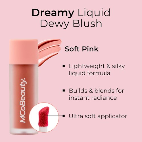 MCoBeauty - Dream Liquid Dewy Blush - Soft Pink Radiant Flush for Fresh Glowing Cheeks - 4.6ml, Vegan & Cruelty-Free