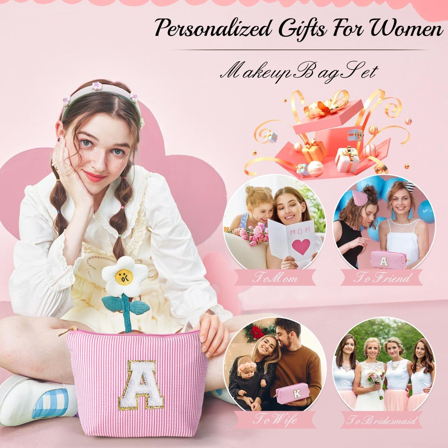 YOOLIFE Mothers Day Gifts for Mom - Small Makeup Bag Pouch for Sister Friend Female Her Mom | Birthday Gifts for Women Ever Mom In Law | Makeup Storage Bag Makeup Bag Set Bridesmaid Cosmetic Bag O